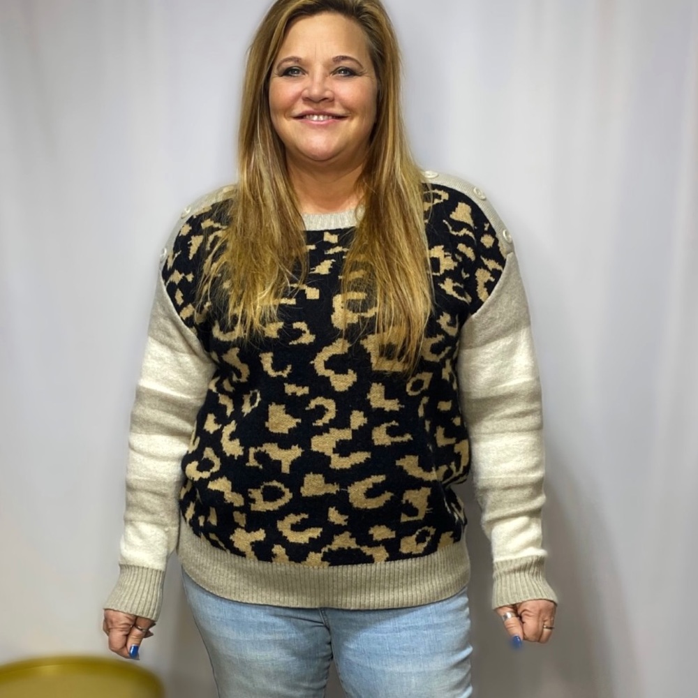 Striped and Animal print Sweater in 2XL